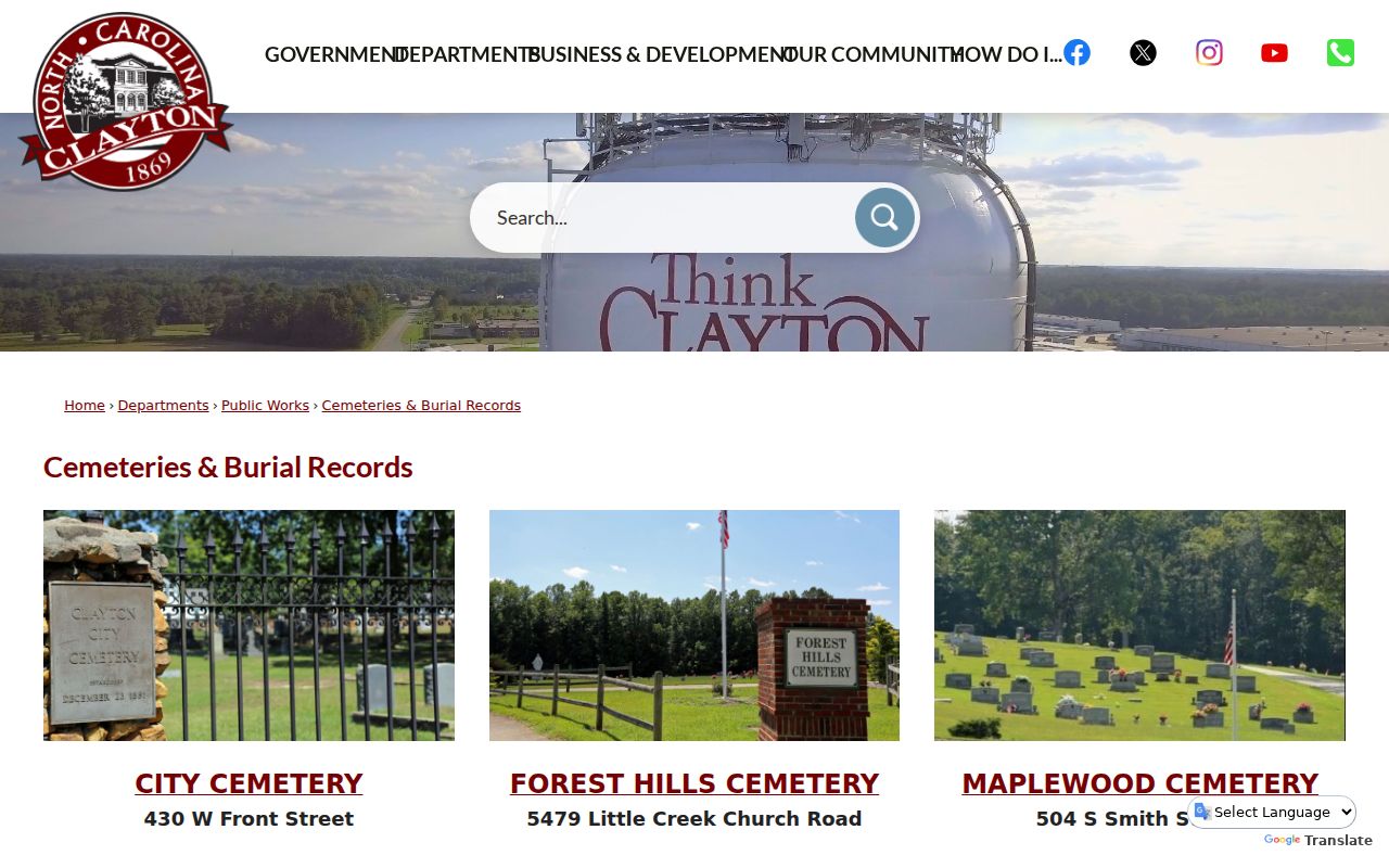 Clayton people directories source for municipal cemetery and burial records