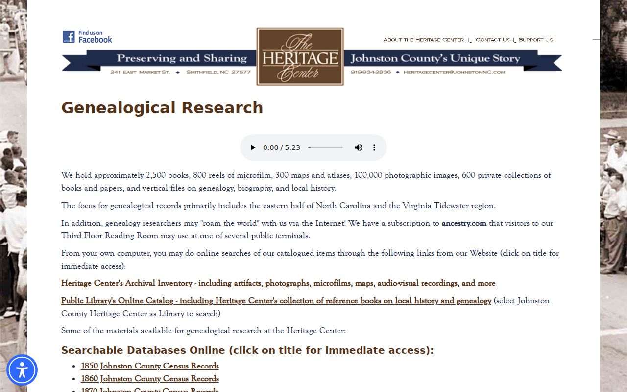Clayton people directories research in Johnston County Heritage Center collections