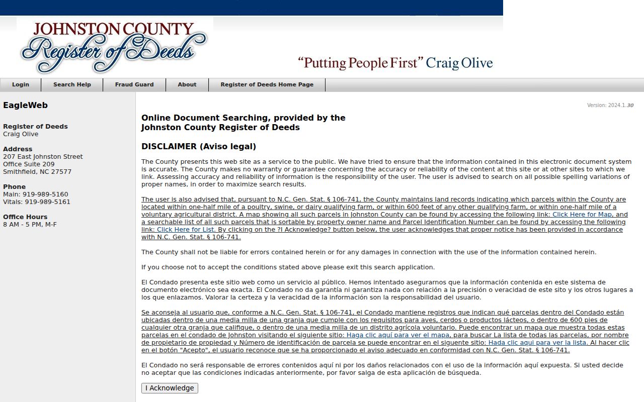 Clayton public records search through Johnston County EagleWeb